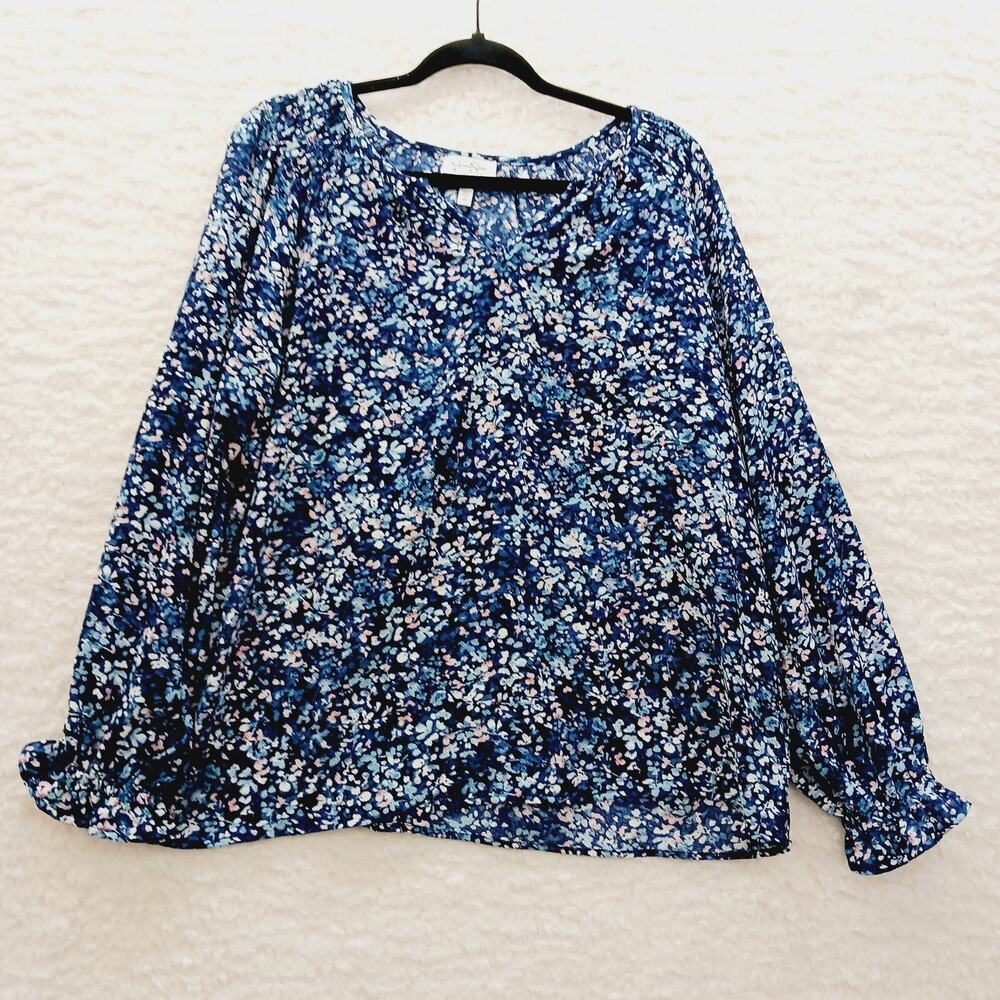 Blouse Blue Pink Black Bloomcore Soft Girl Cottagecore Long Sleeve Comfy Size L